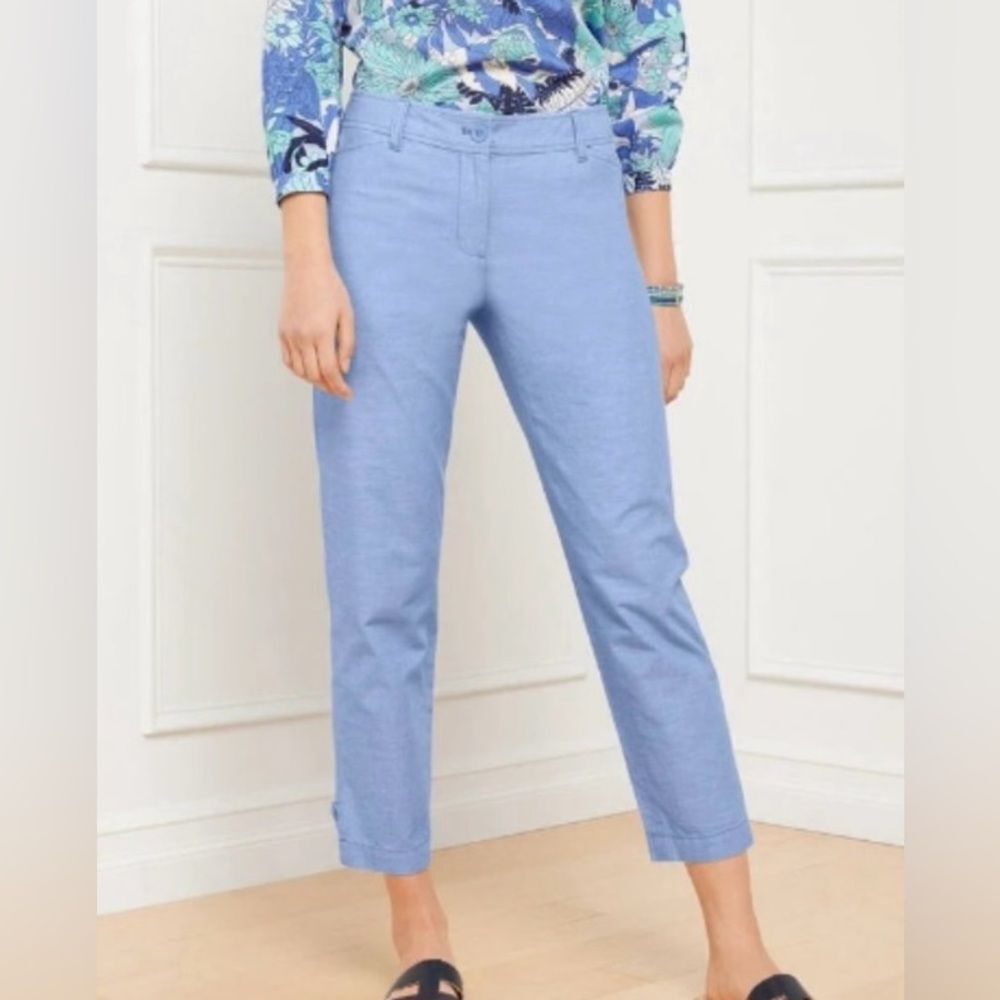 Talbots Relaxed Chino Chambray Pants Size 12P Travel Resort Vacation